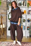 Sunday Morning 7/8 Barrel Pant Black & Chestnut